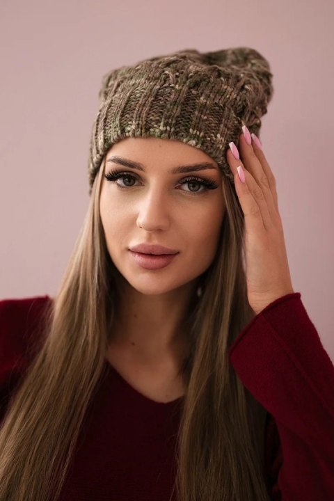 Czapka z polarem Roksana K209 cappucino+jasny khaki Czapka z polarem Roksana K209 cappucino+jasny khaki