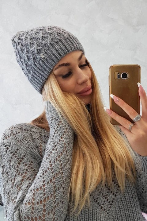 Czapka z polarem Roma K224 ciemno szara Czapka z polarem Roma K224 ciemno szara