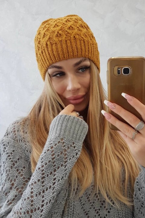 Czapka z polarem Roma K224 musztardowa Czapka z polarem Roma K224 musztardowa