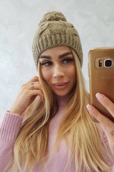 Czapka z polarem Stefania K278 jasny khaki Czapka z polarem Stefania K278 jasny khaki
