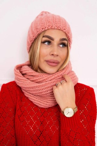 Komplet damski z grubym prążkiem P100 różowy