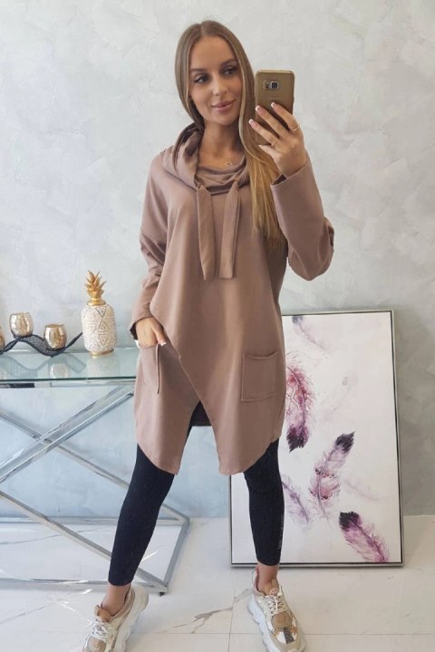 Tunika z kopertowym przodem Oversize mocca