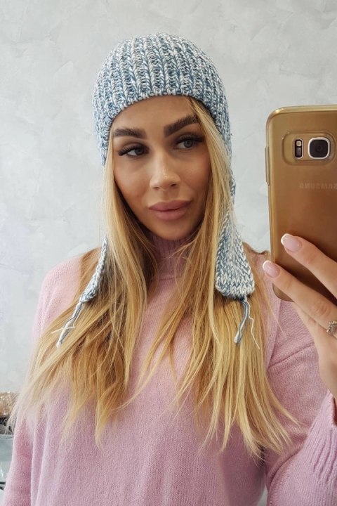 Czapka damska uszatka Jana K314 niebieska Czapka damska uszatka Jana K314 niebieska