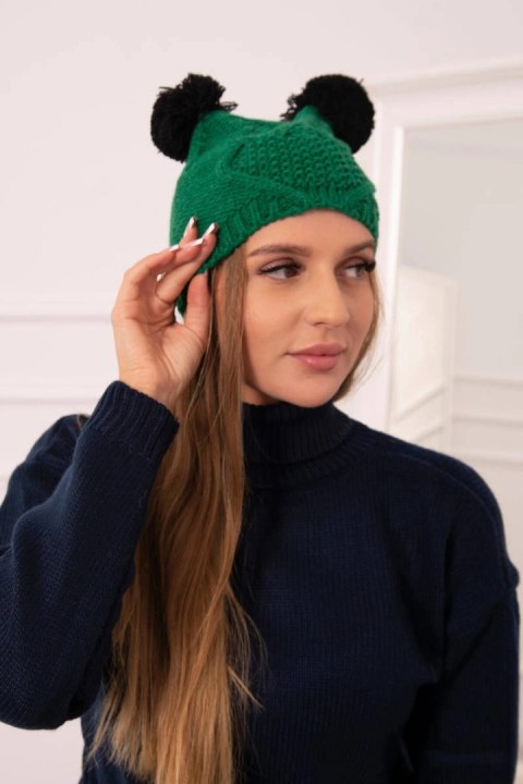 Czapka z polarem 2 pompony K291 zielona Czapka z polarem 2 pompony K291 zielona