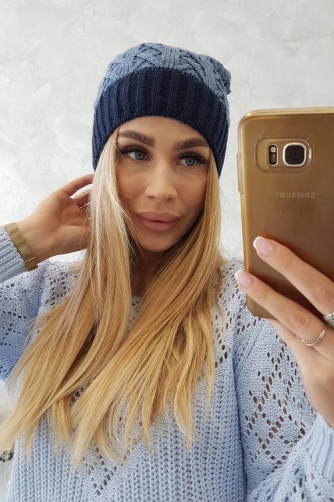 Czapka z polarem Bibiana K264 granatowy+jeansowy Czapka z polarem Bibiana K264 granatowy+jeansowy
