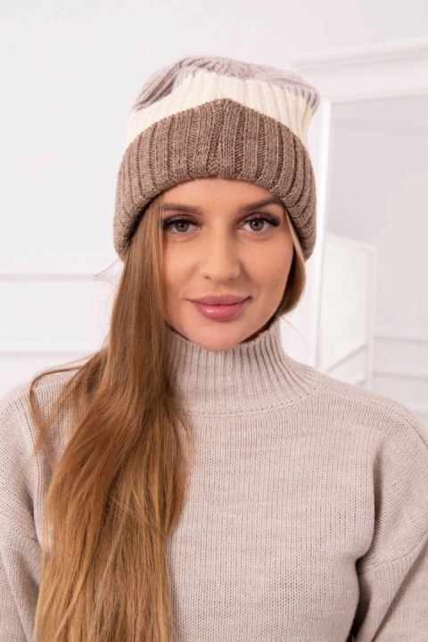 Czapka z polarem Bojana K265 ciemny beżowy+ecru+jasny beżowy Czapka z polarem Bojana K265 ciemny beżowy+ecru+jasny beżowy