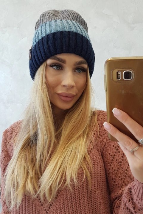 Czapka z polarem Bojana K265 granatowy+jeansowy+ciemny szary Czapka z polarem Bojana K265 granatowy+jeansowy+ciemny szary