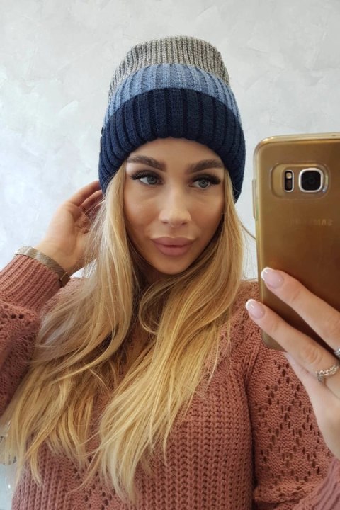 Czapka z polarem Bojana K265 granatowy+turkusowy+ciemny szary Czapka z polarem Bojana K265 granatowy+turkusowy+ciemny szary