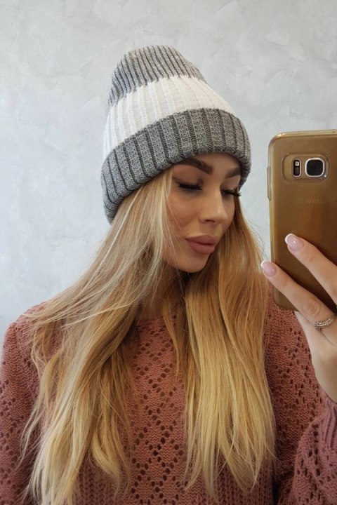 Czapka z polarem Bojana K265 szary+biały Czapka z polarem Bojana K265 szary+biały