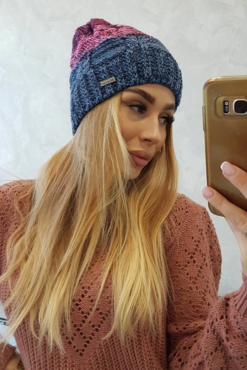 Czapka z polarem Dolores K303 jeans+różowy+ciemny fioletowy Czapka z polarem Dolores K303 jeans+różowy+ciemny fioletowy