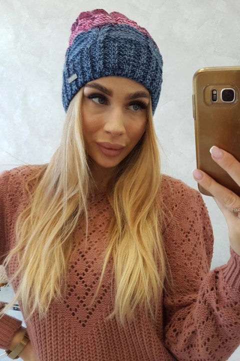 Czapka z polarem Dolores K303 jeans+różowy+ciemny fioletowy Czapka z polarem Dolores K303 jeans+różowy+ciemny fioletowy