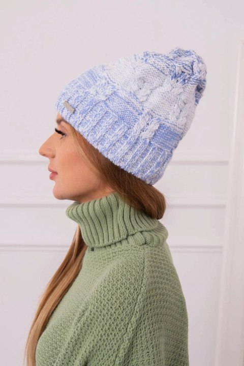 Czapka z polarem Dolores K303 niebieski+biały+jeans Czapka z polarem Dolores K303 niebieski+biały+jeans