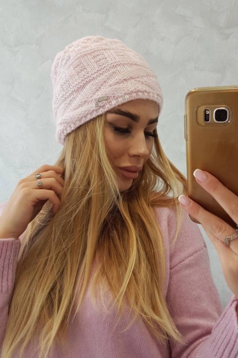 Czapka z polarem Edyta K298 pudrowy róż Czapka z polarem Edyta K298 pudrowy róż