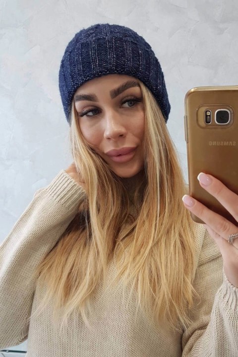 Czapka z wywinięciem Ariana K299 granatowa Czapka z wywinięciem Ariana K299 granatowa