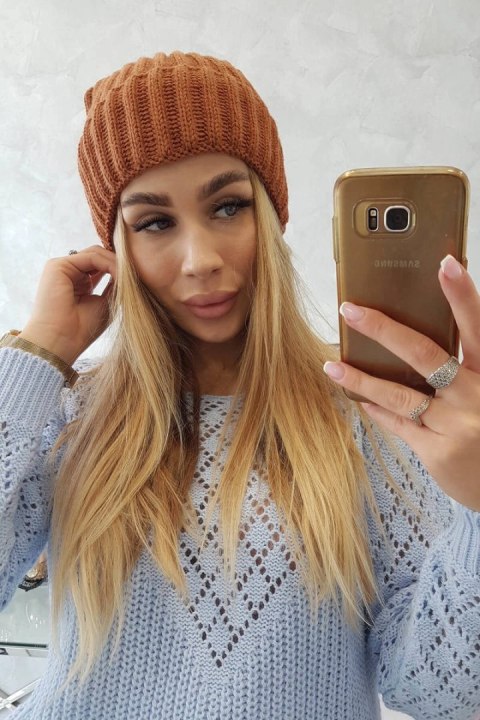 Czapka z wywinięciem Magda K293 camelowa Czapka z wywinięciem Magda K293 camelowa
