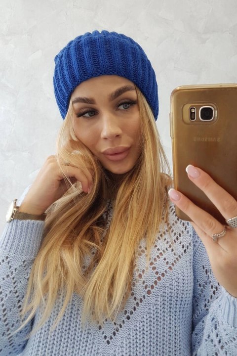 Czapka z wywinięciem Magda K293 chabrowa Czapka z wywinięciem Magda K293 chabrowa