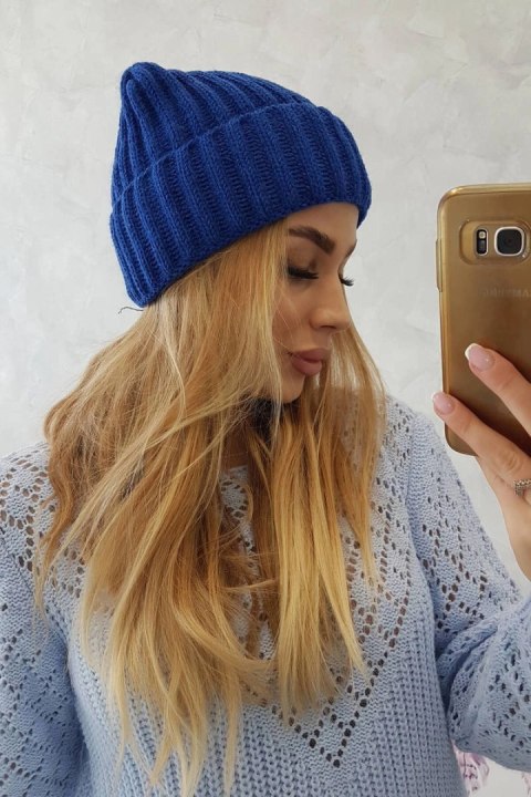 Czapka z wywinięciem Magda K293 chabrowa Czapka z wywinięciem Magda K293 chabrowa