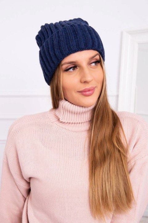 Czapka z wywinięciem Magda K293 granatowy Czapka z wywinięciem Magda K293 granatowy