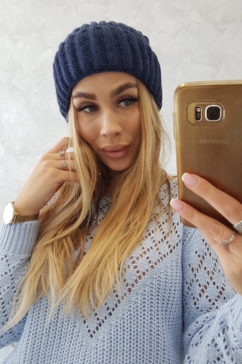 Czapka z wywinięciem Magda K293 granatowy Czapka z wywinięciem Magda K293 granatowy
