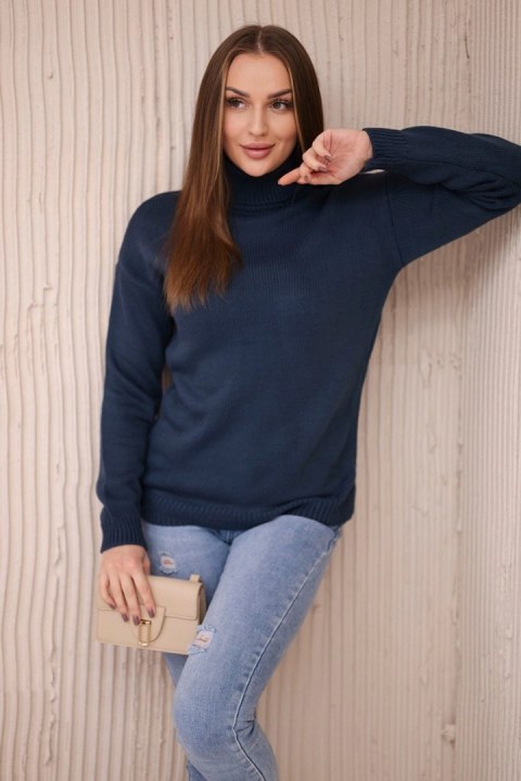Sweter z wywijanym golfem jeansowy Sweter z wywijanym golfem jeansowy
