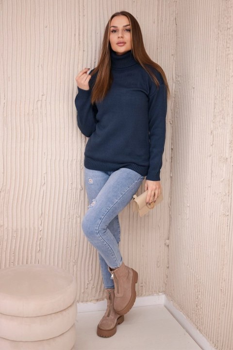 Sweter z wywijanym golfem jeansowy Sweter z wywijanym golfem jeansowy