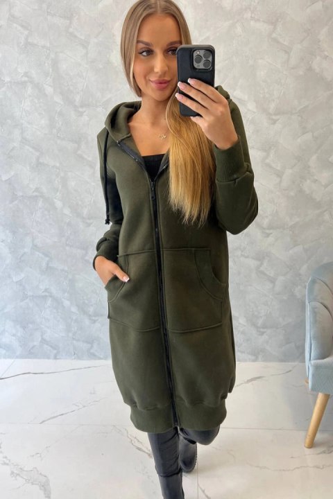 Bluza ocieplana długa z kapturem khaki Bluza ocieplana długa z kapturem khaki