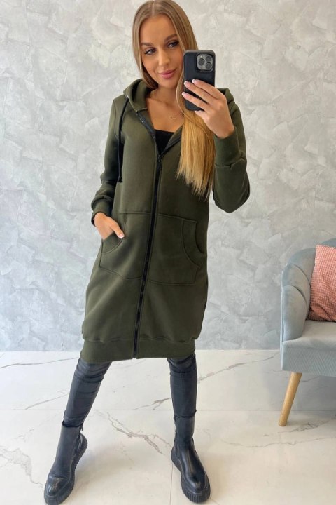 Bluza ocieplana długa z kapturem khaki Bluza ocieplana długa z kapturem khaki