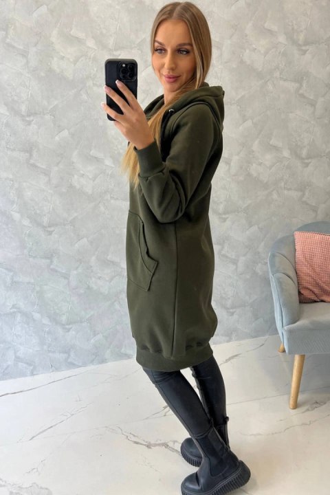 Bluza ocieplana długa z kapturem khaki Bluza ocieplana długa z kapturem khaki