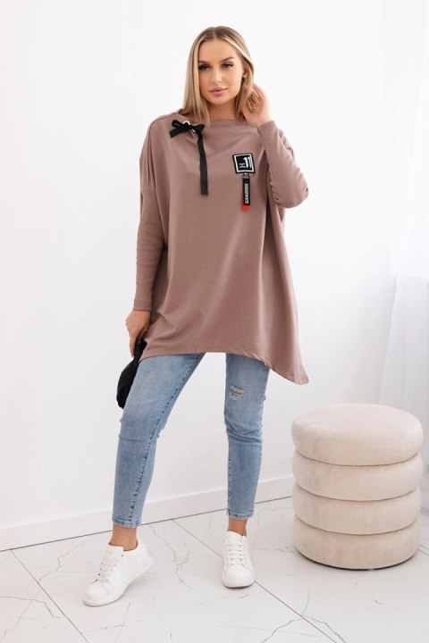 Bluza oversize z asymetrycznymi bokami mocca Bluza oversize z asymetrycznymi bokami mocca