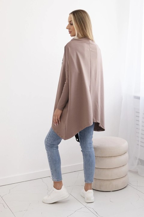Bluza oversize z asymetrycznymi bokami mocca Bluza oversize z asymetrycznymi bokami mocca
