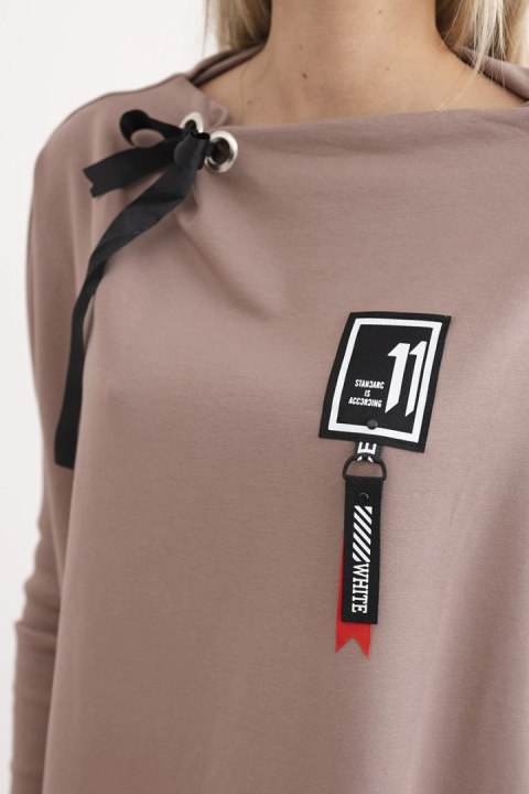 Bluza oversize z asymetrycznymi bokami mocca Bluza oversize z asymetrycznymi bokami mocca