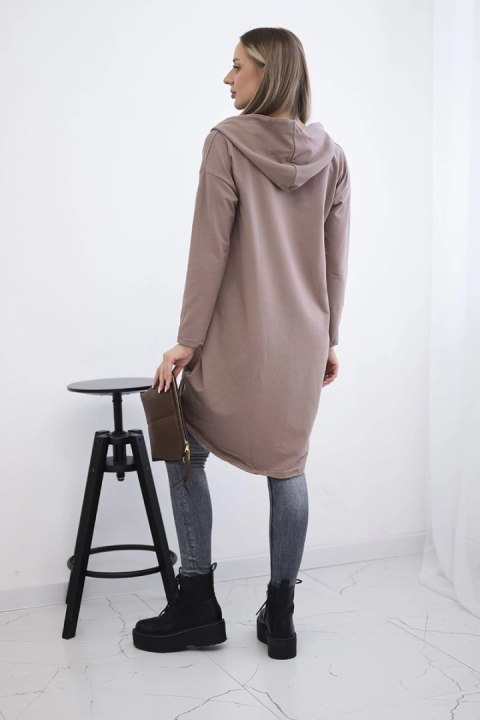 Bluza z długim tyłem i kapturem mocca Bluza z długim tyłem i kapturem mocca