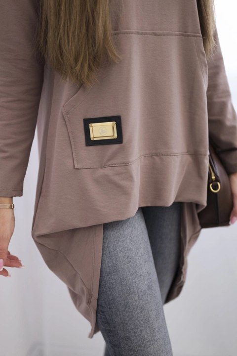 Bluza z długim tyłem i kapturem mocca Bluza z długim tyłem i kapturem mocca