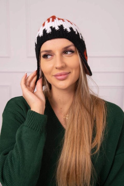 Czapka damska Nikol K405 rudy+biały+czarny Czapka damska Nikol K405 rudy+biały+czarny