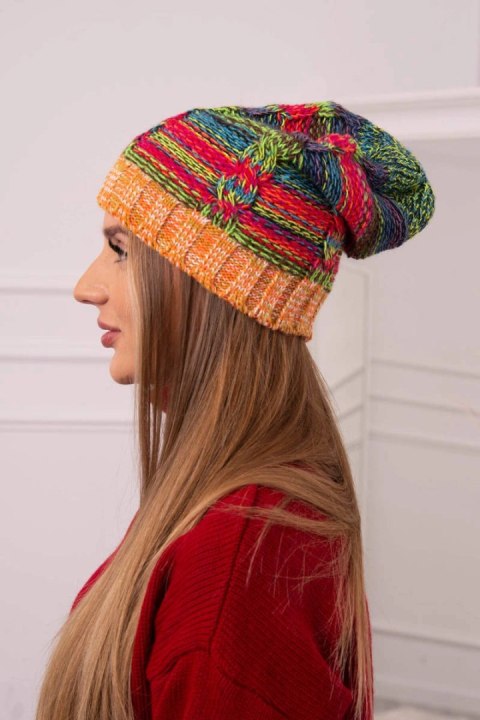 Czapka z polarem Klaudia K255 zielony neon+pomarańczowy Czapka z polarem Klaudia K255 zielony neon+pomarańczowy