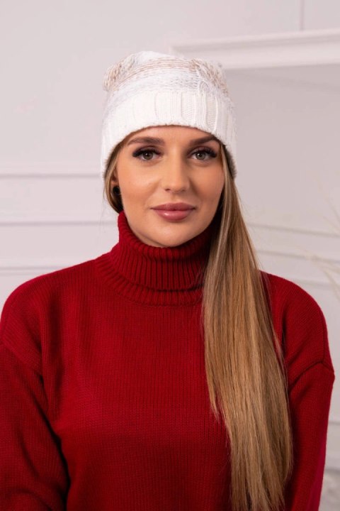 Czapka z polarem Monika K256 ciemny beżowy+ecru Czapka z polarem Monika K256 ciemny beżowy+ecru