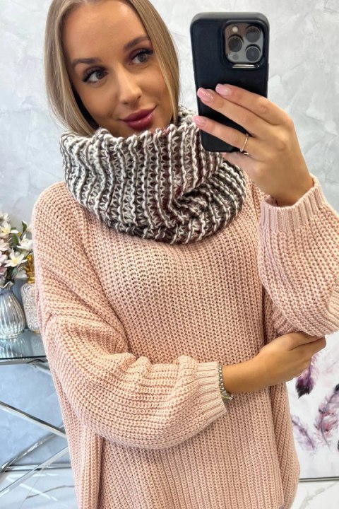 KN16 Komin damski ecru+mocca KN16 Komin damski ecru+mocca