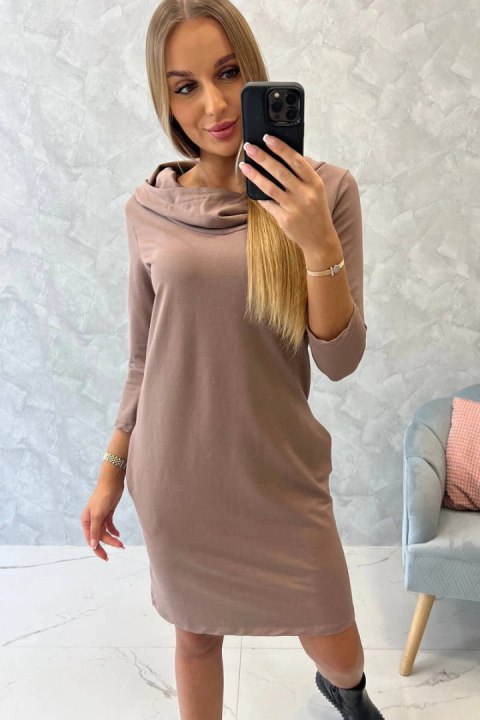 Sukienka z kapturem i kieszeniami mocca Sukienka z kapturem i kieszeniami mocca