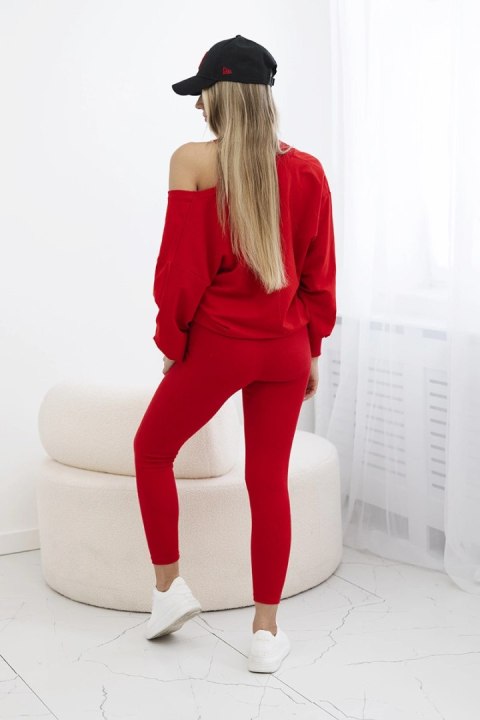 Komplet 3-częściowy bluza + top + legginsy czerwony Komplet 3-częściowy bluza + top + legginsy czerwony