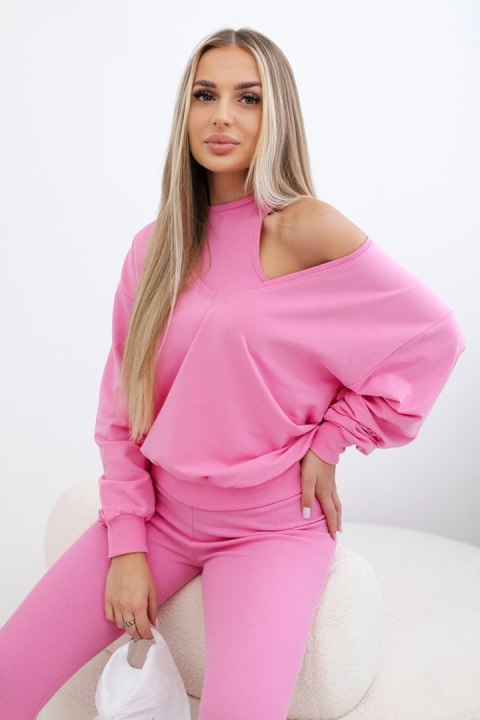 Komplet 3-częściowy bluza + top + legginsy jasno różowy Komplet 3-częściowy bluza + top + legginsy jasno różowy