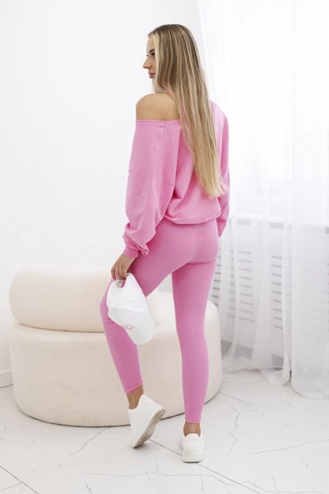 Komplet 3-częściowy bluza + top + legginsy jasno różowy Komplet 3-częściowy bluza + top + legginsy jasno różowy
