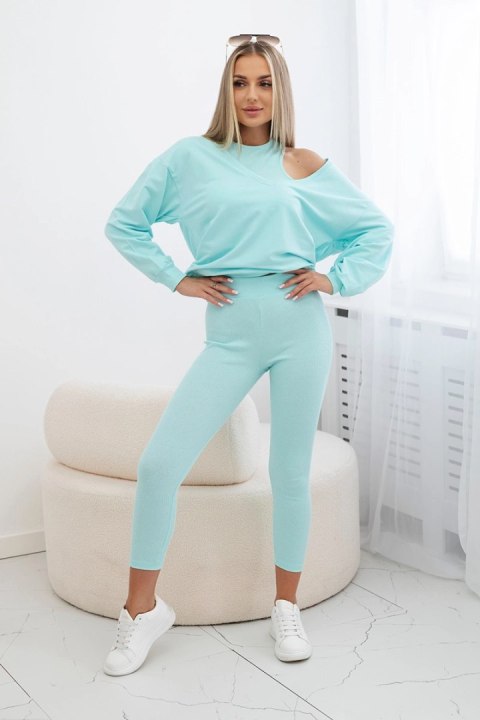 Komplet 3-częściowy bluza + top + legginsy miętowy Komplet 3-częściowy bluza + top + legginsy miętowy