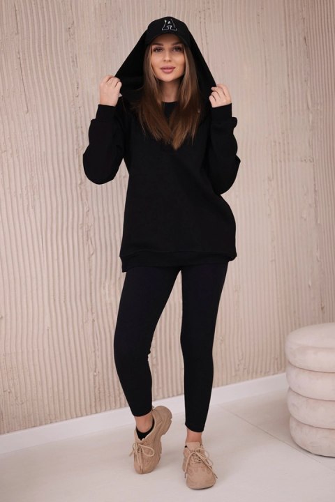 Komplet 3 w 1 bluza, top i legginsy czarny Komplet 3 w 1 bluza, top i legginsy czarny