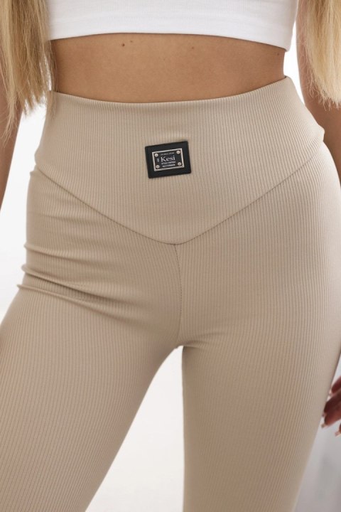 Legginsy prążkowane beżowe Legginsy prążkowane beżowe