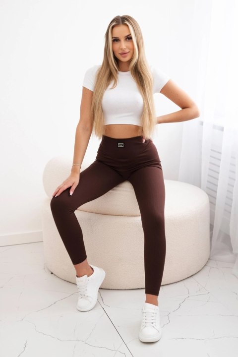 Legginsy prążkowane brązowe Legginsy prążkowane brązowe