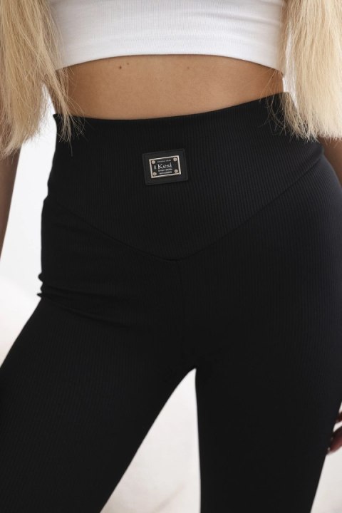 Legginsy prążkowane czarne Legginsy prążkowane czarne