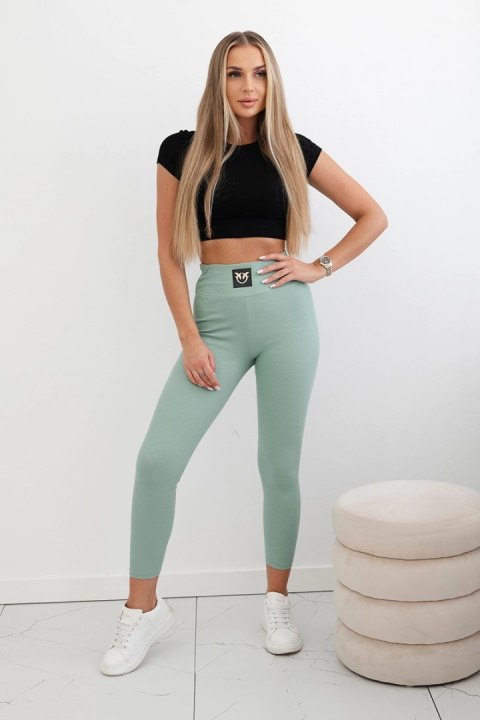 Legginsy w prążek z wysokim stanem ciemno miętowe Legginsy w prążek z wysokim stanem ciemno miętowe