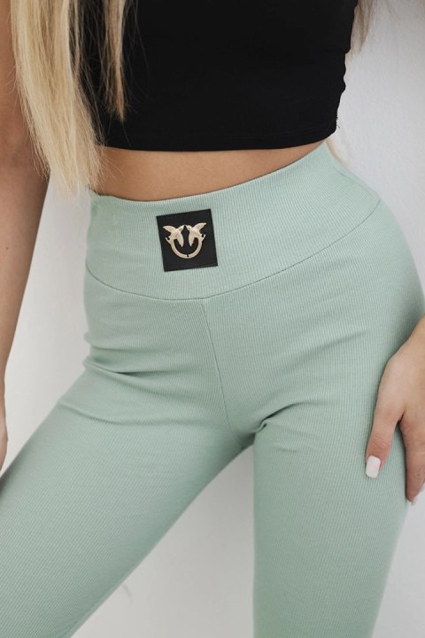 Legginsy w prążek z wysokim stanem ciemno miętowe Legginsy w prążek z wysokim stanem ciemno miętowe