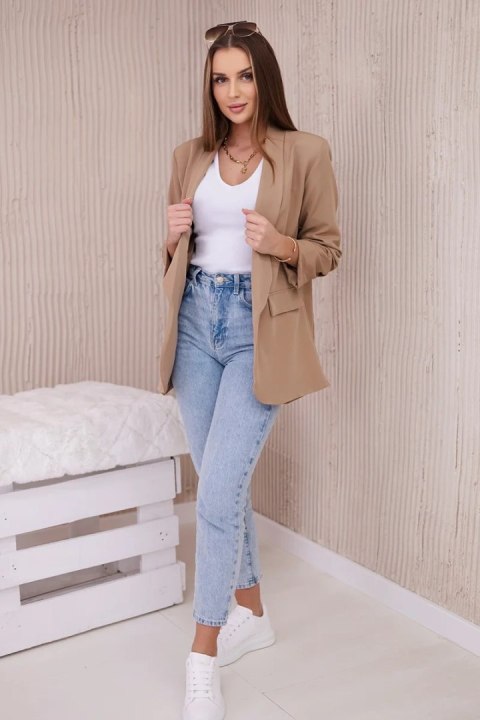 Marynarka z klapami elegancka camelowa Marynarka z klapami elegancka camelowa