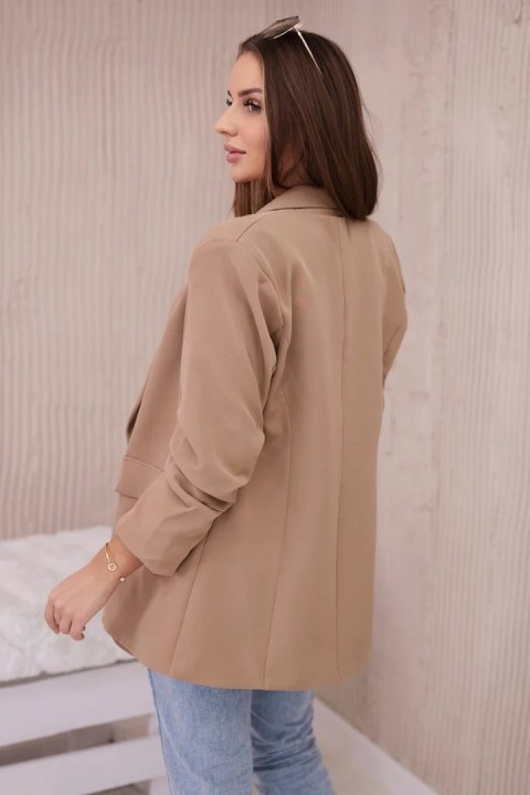 Marynarka z klapami elegancka camelowa Marynarka z klapami elegancka camelowa